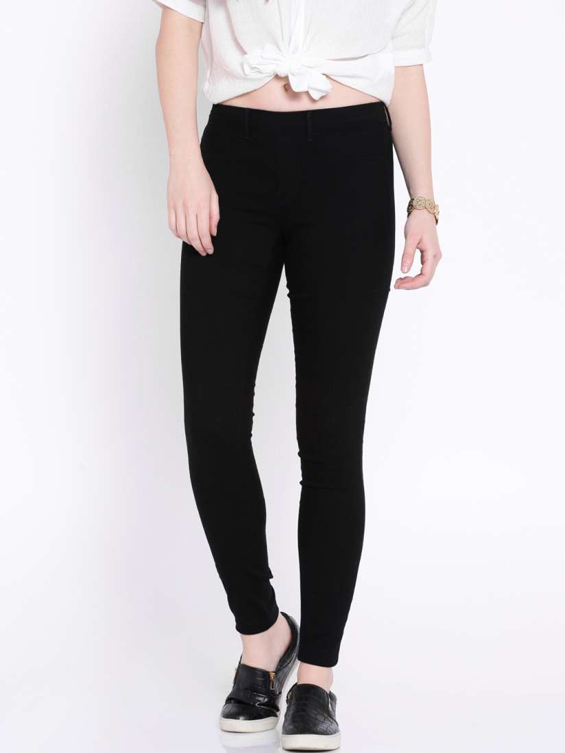 Myntra black jeggings shop