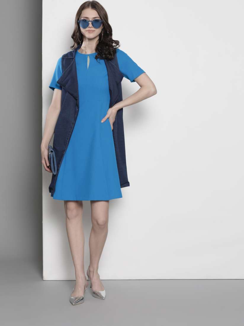 Buy DOROTHY PERKINS Women Blue Petite Solid A Line Dress Dresses for Women 11649424 Myntra