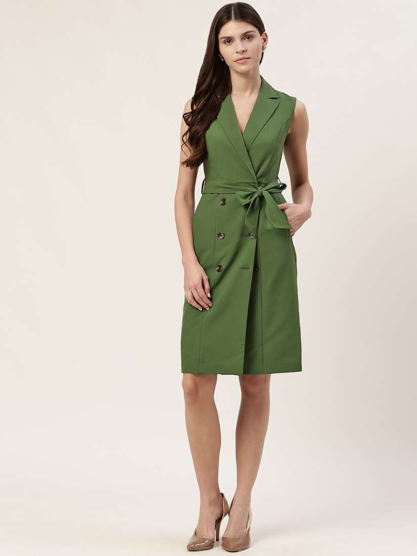 Buy DOROTHY PERKINS Women Green Solid Trench Dress with Belt Dresses for Women 11649526 Myntra