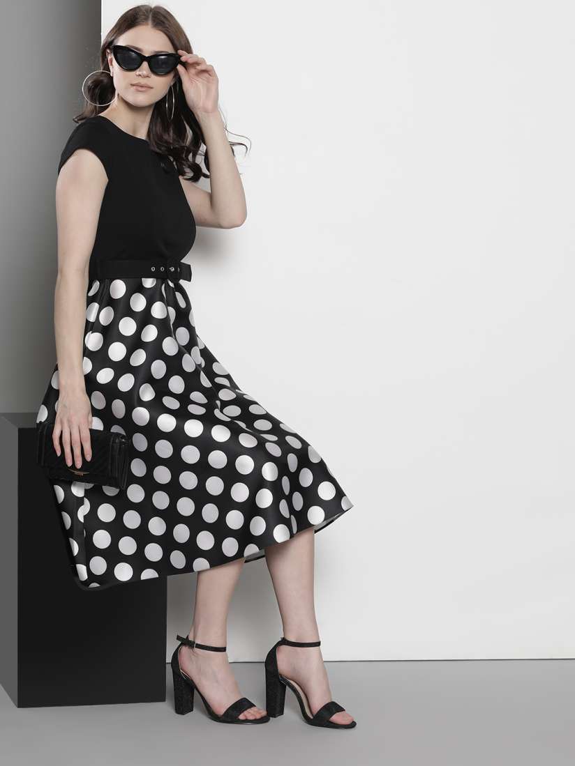 Buy DOROTHY PERKINS Women Black White Polka Dot Printed A Line Dress Dresses for Women 11650526 Myntra