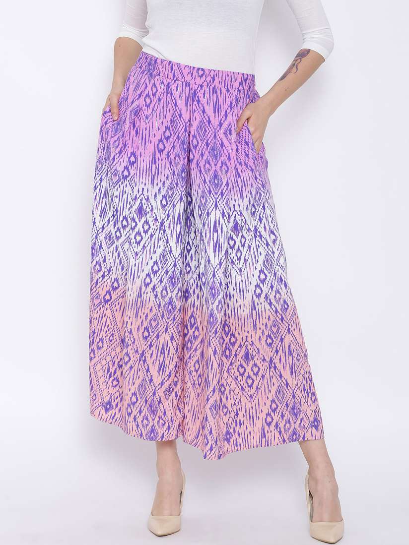 Buy Sera Pink Purple Printed Palazzo Trousers Palazzos for Women 1165079 Myntra