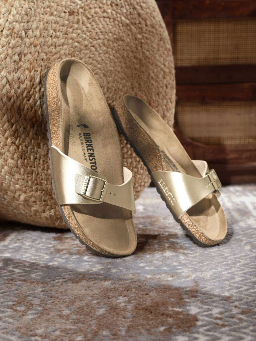 Buy Birkenstock Women Madrid Gold Narrow Width Birko Flor One Strap Sandals Sandals for Women 11661946 Myntra