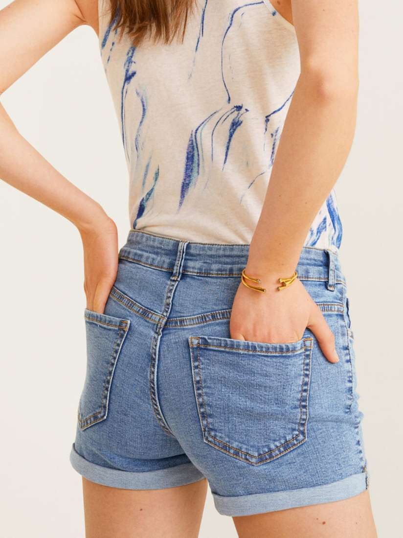 Buy MANGO Women Blue Solid Vicky Fit Denim Shorts Shorts for Women 11672124 Myntra
