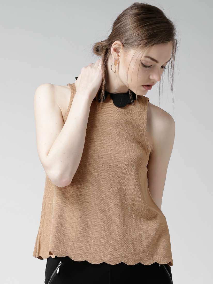 Buy New Look Beige Peter Pan Collar Top Tops for Women 1167473 Myntra