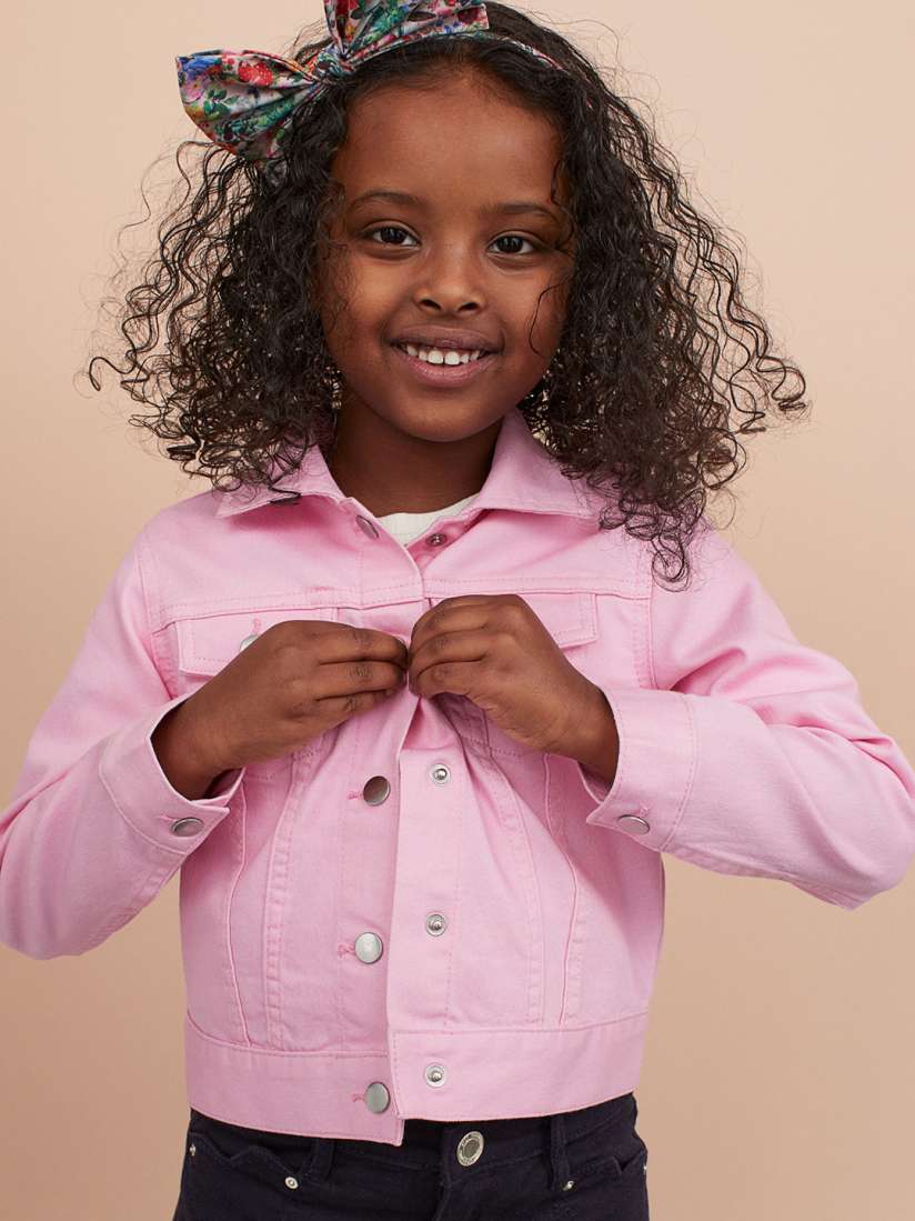Buy H M Girls Pink Solid Twill jacket Jackets for Girls 11679300 Myntra