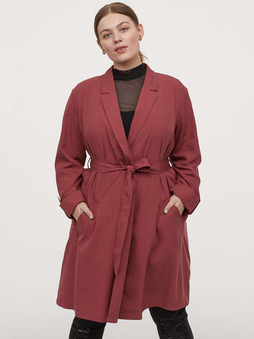 Buy H M Plus Women Red Solid Modal Blend TrenchSustainable Coat Coats for Women 11680100 Myntra