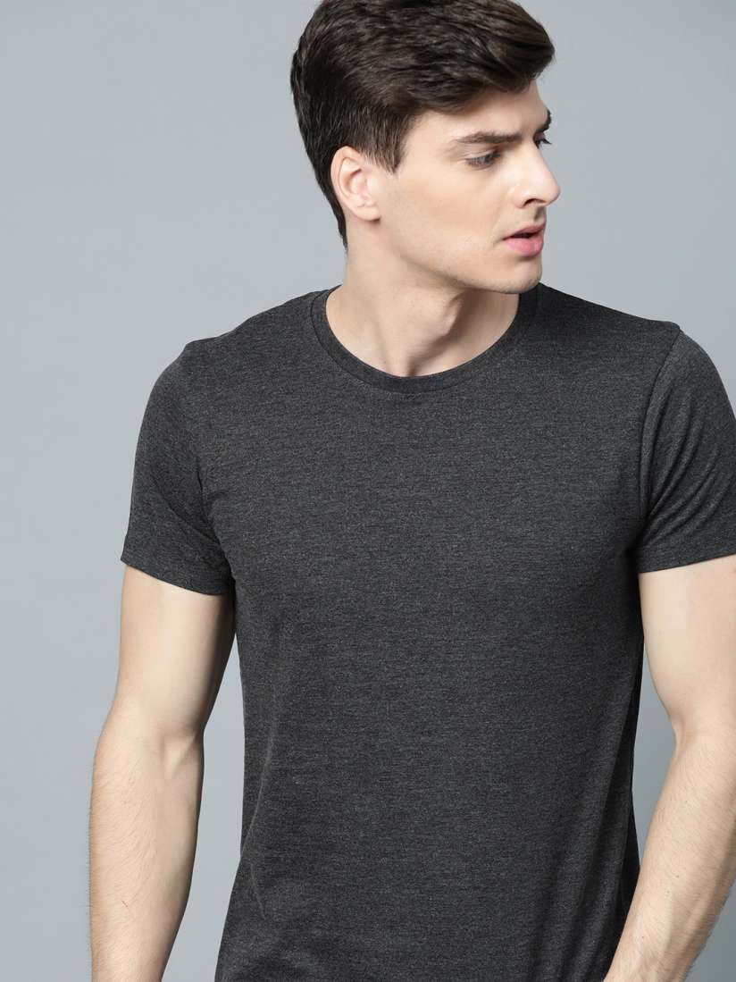 Buy Roadster Men Charcoal Grey Solid Round Neck T shirt Tshirts for Men 11687264 Myntra