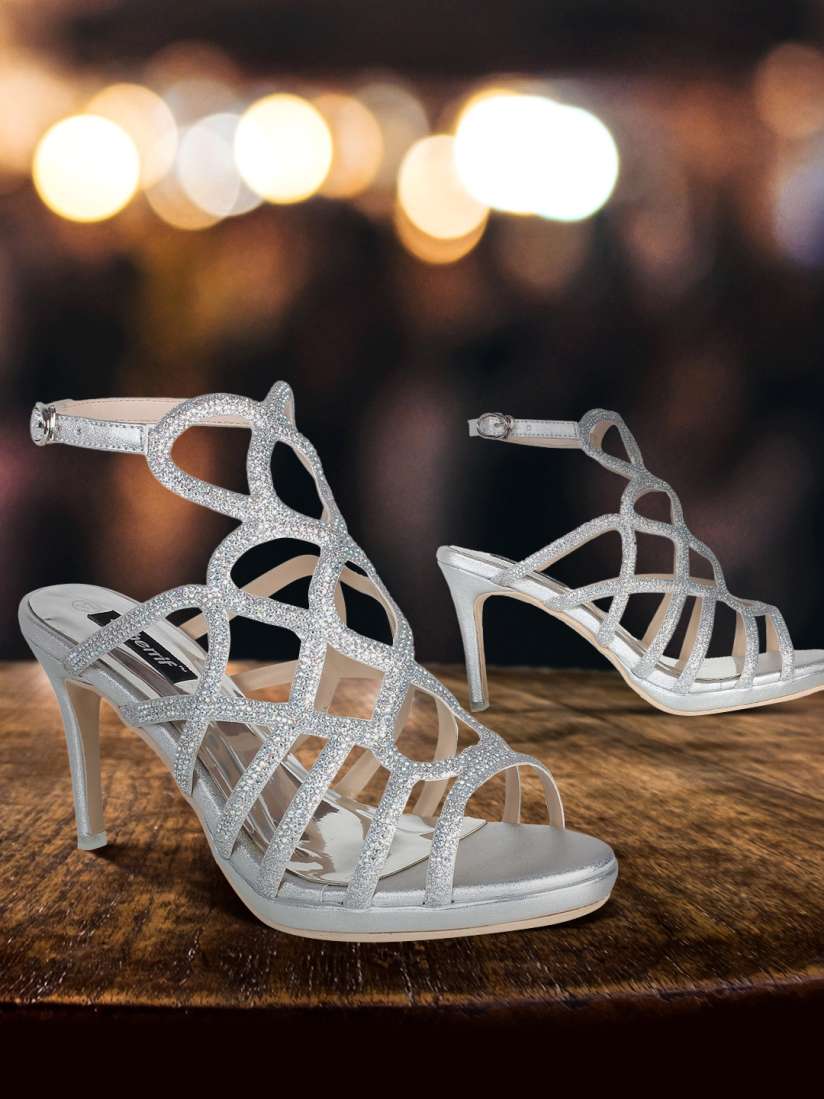 Silver embellished shoes hot sale