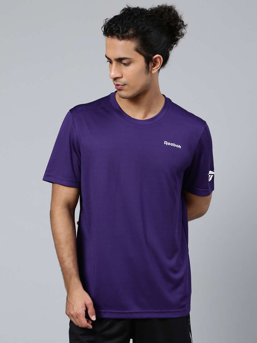 Buy Reebok Men Purple Solid Fon Mesh Round Neck Training T Shirt Tshirts for Men 11701284 Myntra