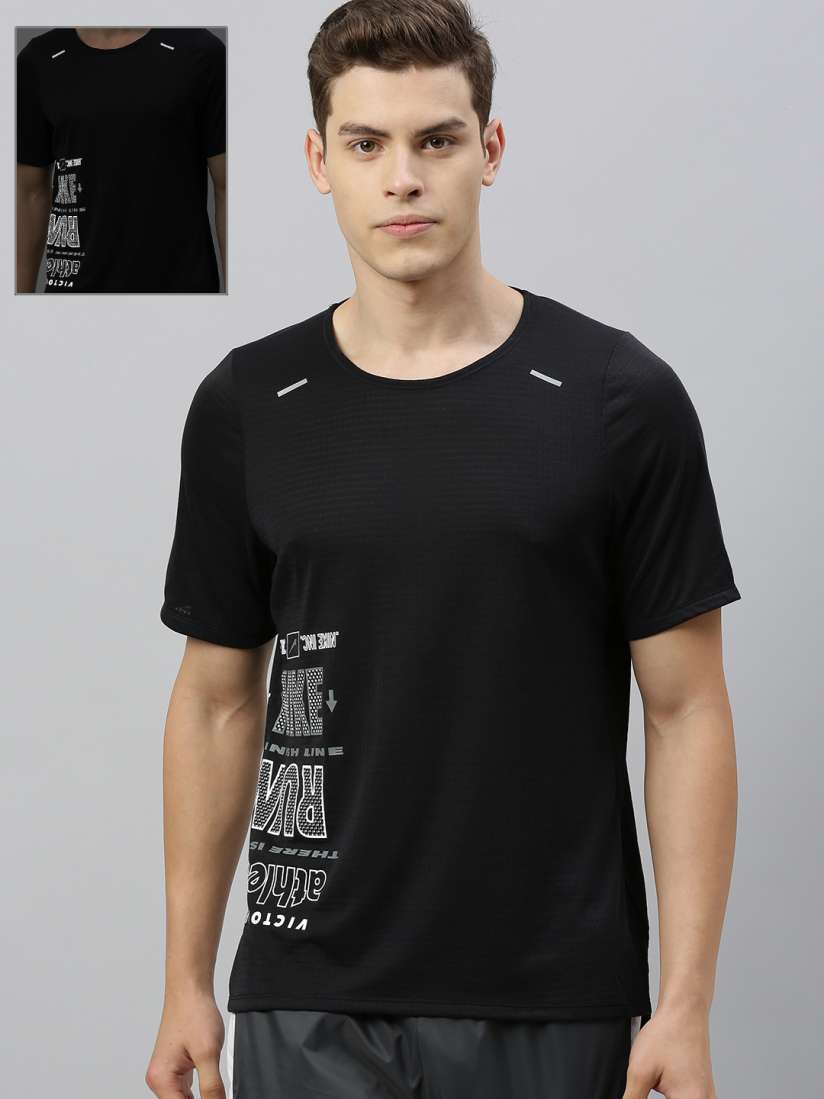 Buy Nike Men Black AS WILD RUN RISE 365 Printed Round Neck T shirt Tshirts for Men 11703916 Myntra