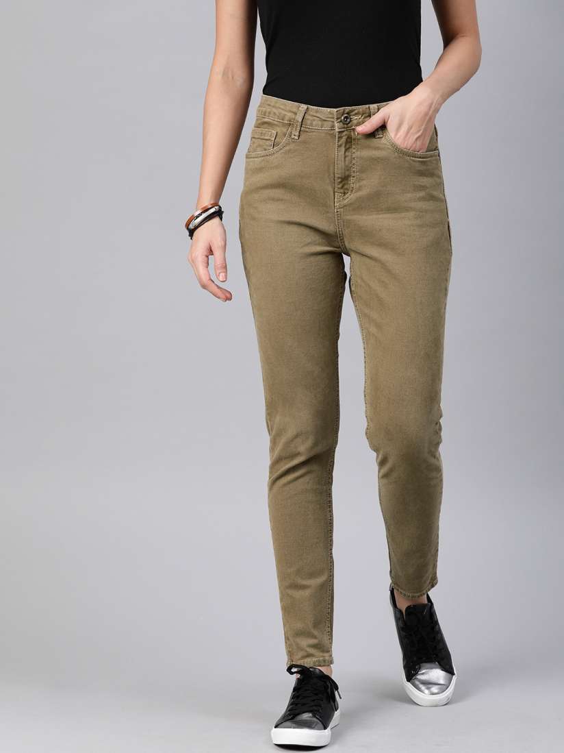 Buy Roadster Women Khaki Skinny Fit Mid Rise Clean Look Stretchable Jeans Jeans for Women 11716666 Myntra