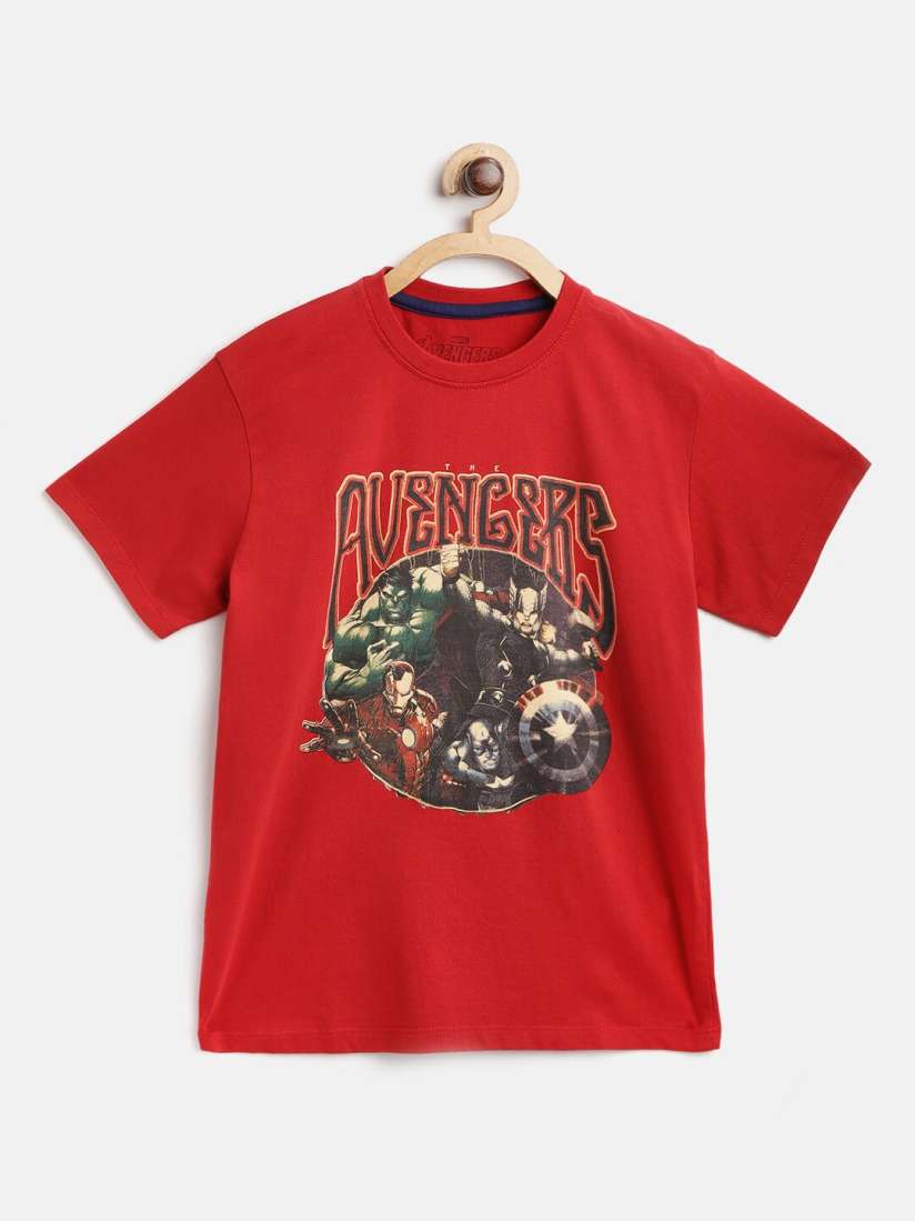 Buy Pepe Jeans Boys Red Black Avengers Print Round Neck Pure Cotton T shirt Tshirts for Boys 11728388 Myntra