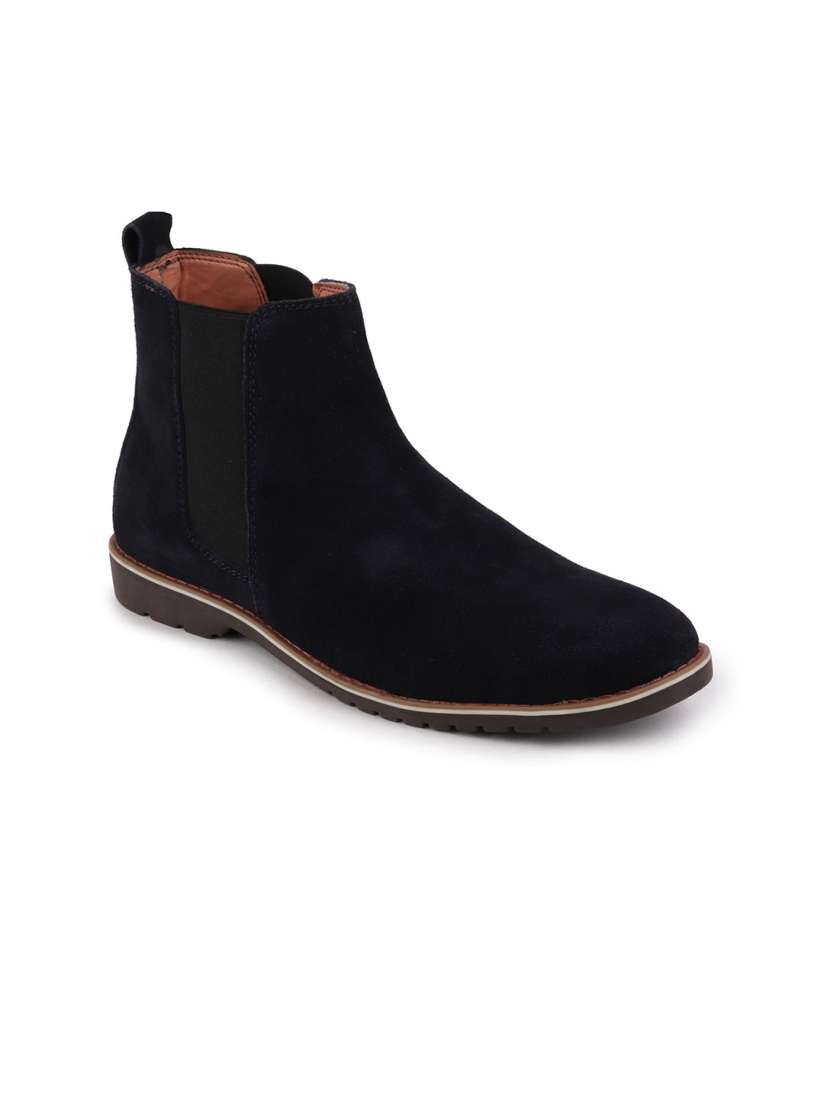 Buy FAUSTO Men Navy Blue Solid Solid Suede Leather Flat Boots Boots for Men 11728640 Myntra
