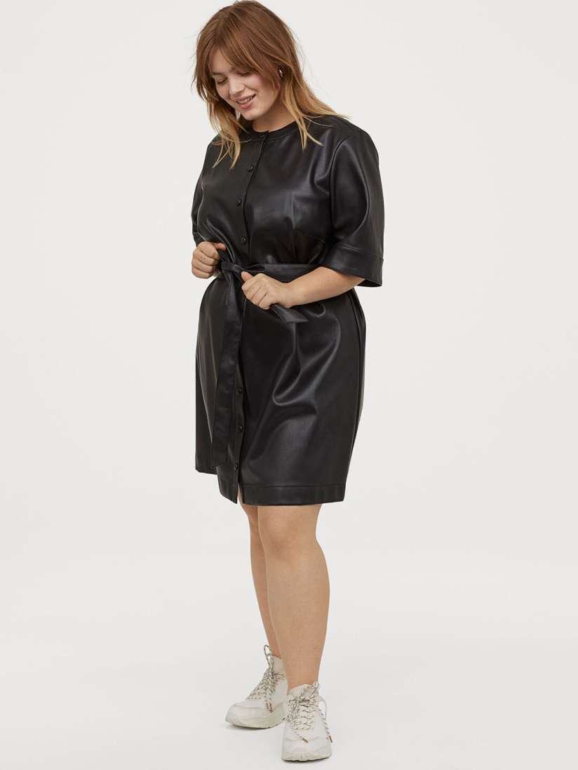 Buy H M Women Black Solid H M Imitation Leather Sustainable Dress Dresses for Women 11734474 Myntra