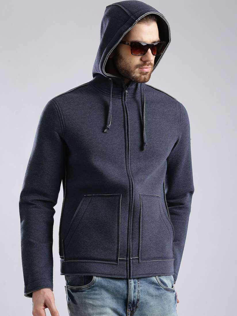 Buy GAS Navy Slim Fit Hooded Jacket Jackets for Men 1174009 Myntra