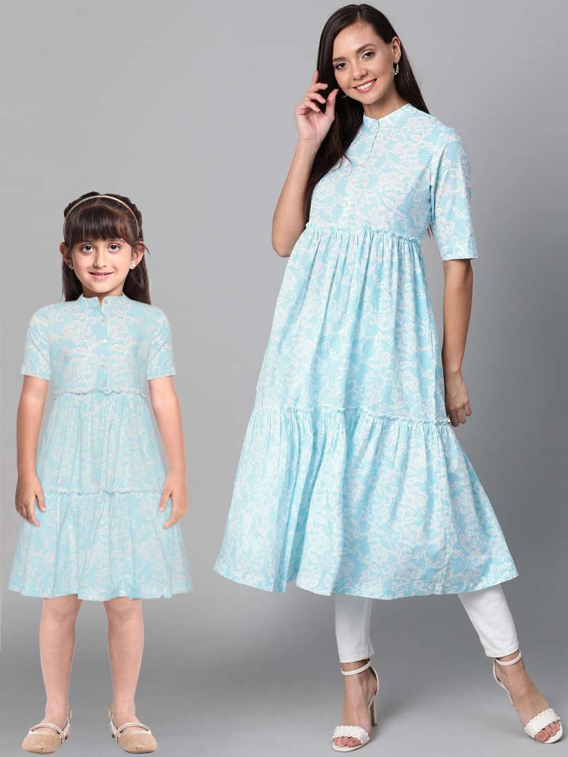 Buy Sangria Women Blue White Printed Tiered Anarkali Kurta Kurtas for Women 11754550 Myntra