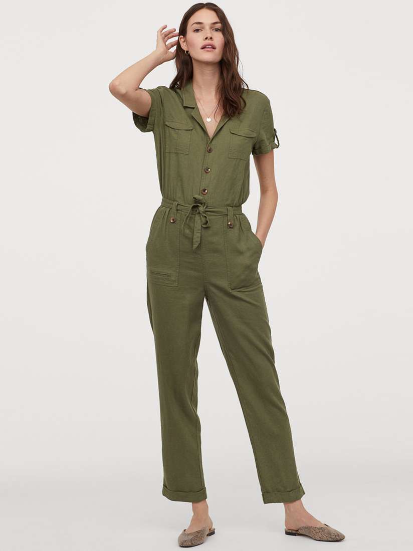 H&m olive green jumpsuit cheap