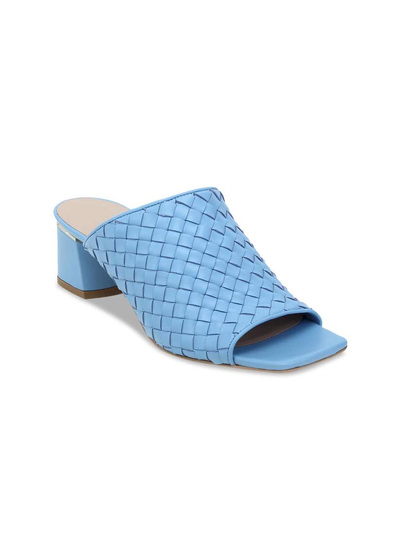 Heeled Mules Basket Weave Mules Buy SOFIA BALDI Women Blue Leather