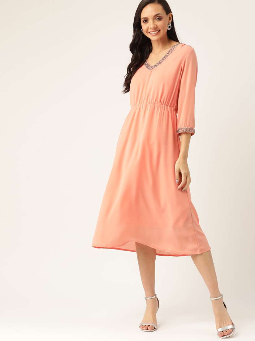 Myntra peach dress clearance