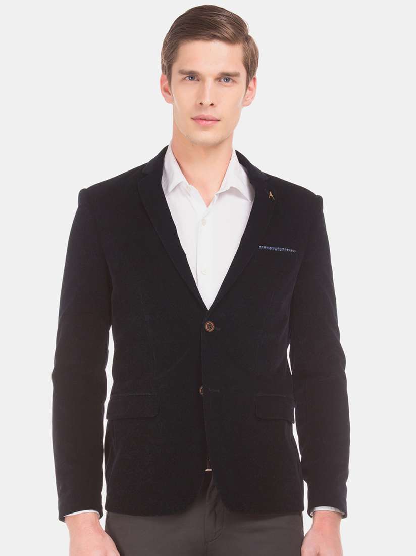 Buy Arrow Men Navy Blue Solid Slim Fit Corduroy Formal Blazer Blazers for Men 11793718 Myntra