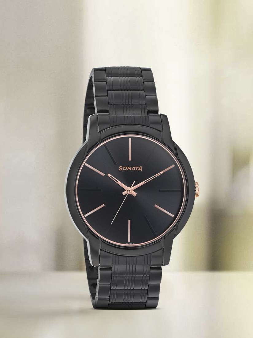 Buy Sonata Men Black Analogue Watch Watches for Men 11795878 Myntra