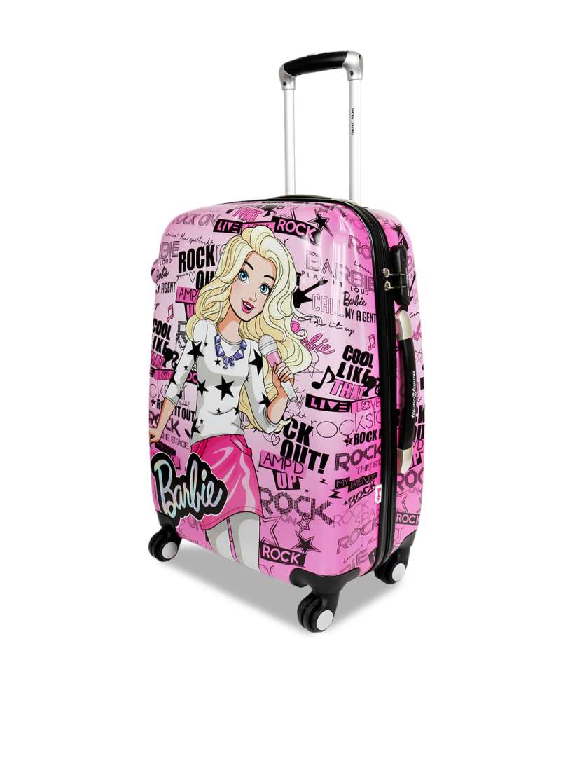 Buy HUMTY DUMTY Girls Pink Black Printed Barbie Star Hard Sided Medium Trolley Suitcase Trolley Bag for Girls 11796936 Myntra