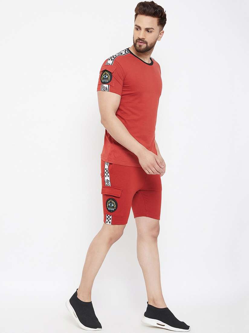 Hooded Fugazee Track Suit FUGAZEE Men Purple Yellow Colourblocked