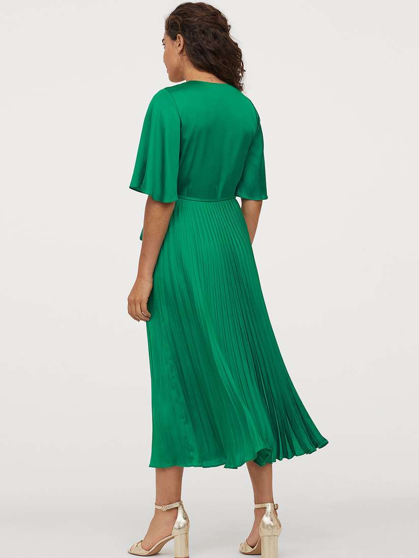 Buy H\u0026M Women Green Solid Pleated Satin Dress - Dresses for Women 11801440  | Myntra