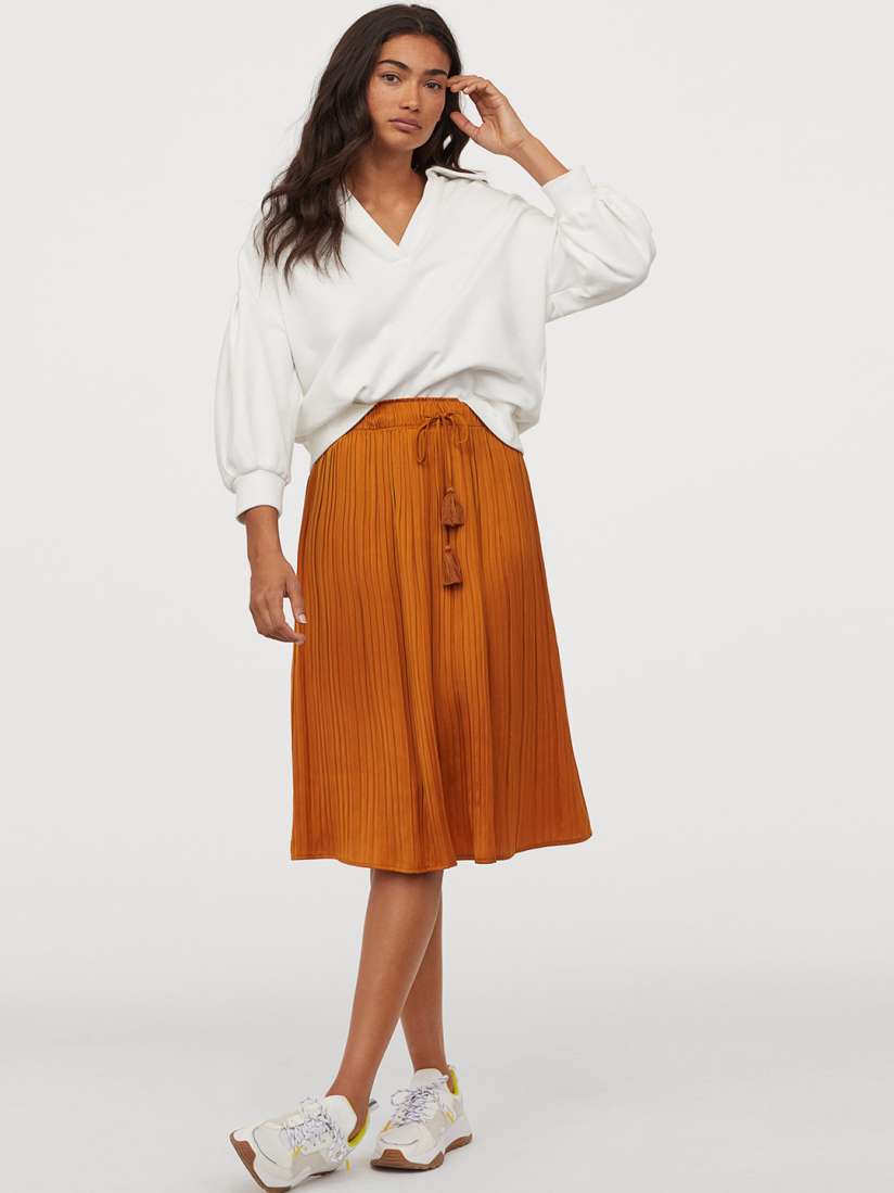 Buy H M Women Yellow Pleated satin skirt Skirts for Women 11801682 Myntra