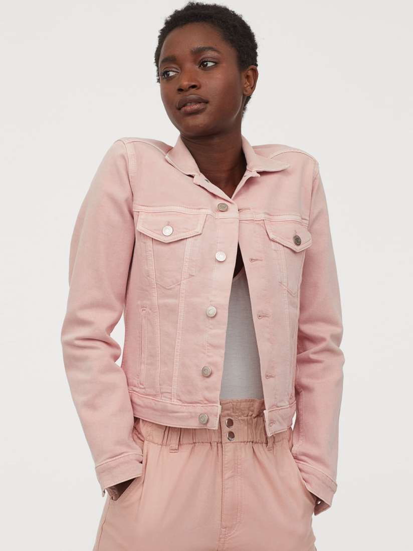 Pink denim jacket h&m shop