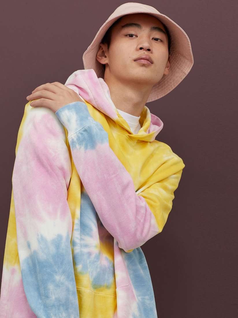 Buy H M Men Yellow Blue Batik Dyed Hoodie Sweatshirts for Men 11804226 Myntra