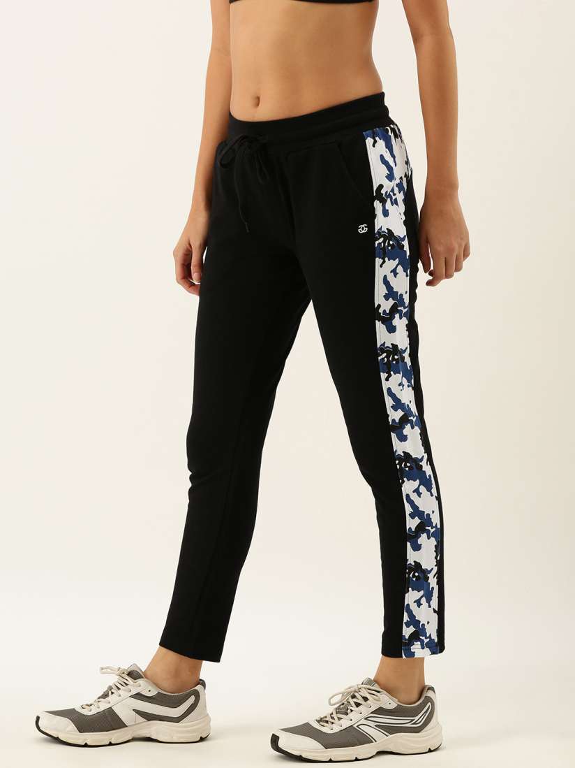 Buy Genius18 Women Black Solid Slim Fit Cropped Training Track Pants With Printed Detail Track Pants for Women 11808308 Myntra
