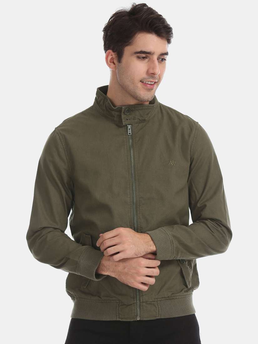 Buy Aeropostale Men Olive Green Solid Bomber Jacket Jackets for Men 11822974 Myntra