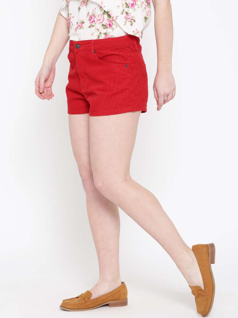 Buy FOREVER 21 Women Red Corduroy Shorts Shorts for Women 1182506 Myntra