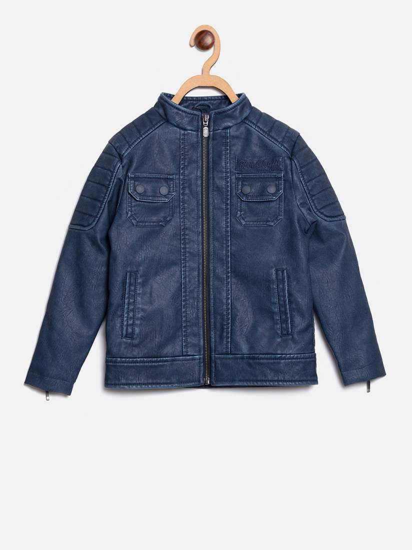 Boys blue leather jacket store