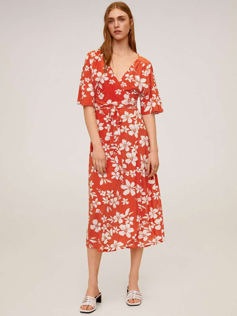 Buy MANGO Women Red White Floral Print Wrap Dress Dresses for Women 11843530 Myntra