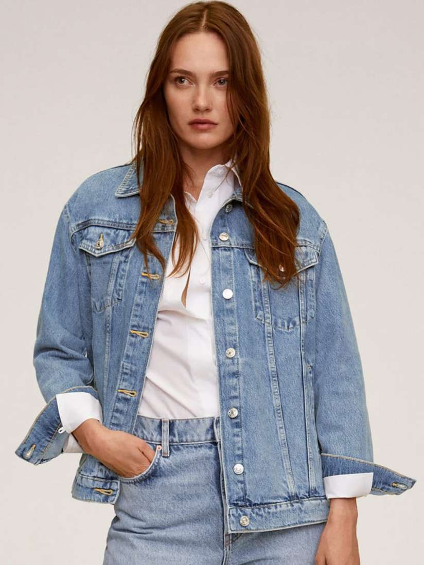 Buy MANGO Women Blue Solid Oversized Denim Sustainable Jacket Jackets for Women 11844344 Myntra