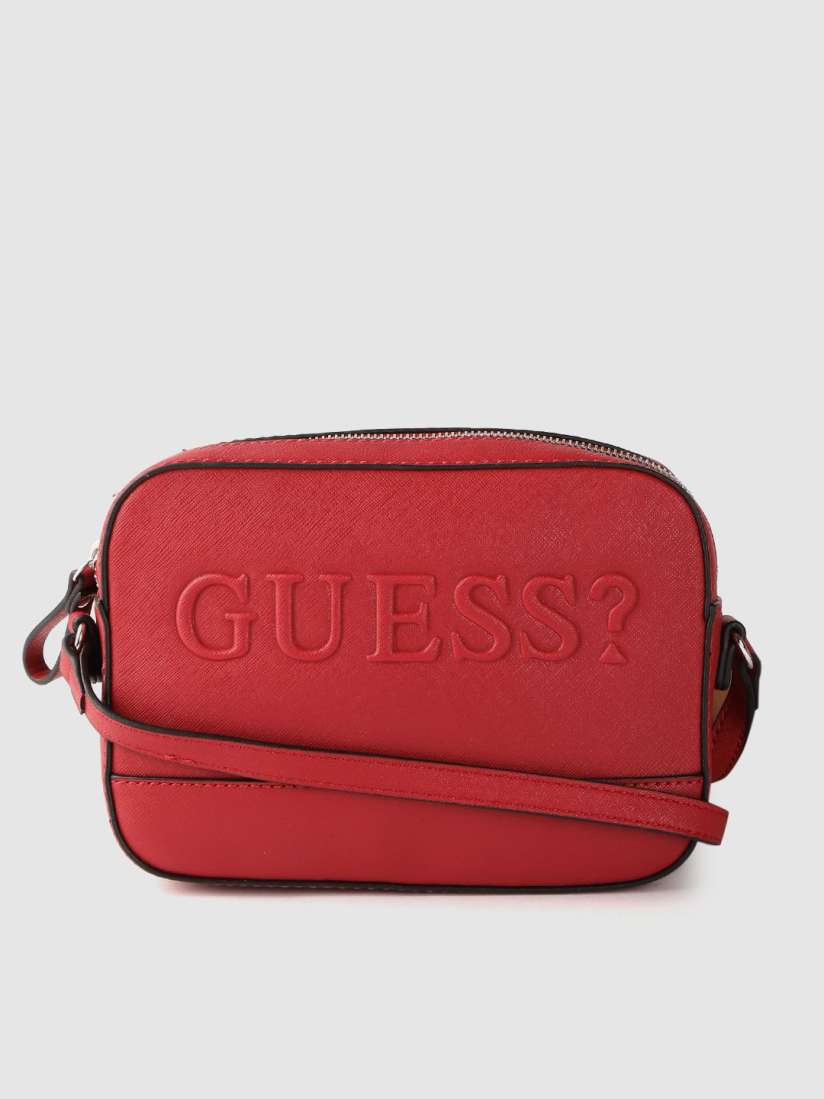 Buy GUESS Red Brand Logo Embossed Structured Sling Bag Handbags for Women 11844622 Myntra