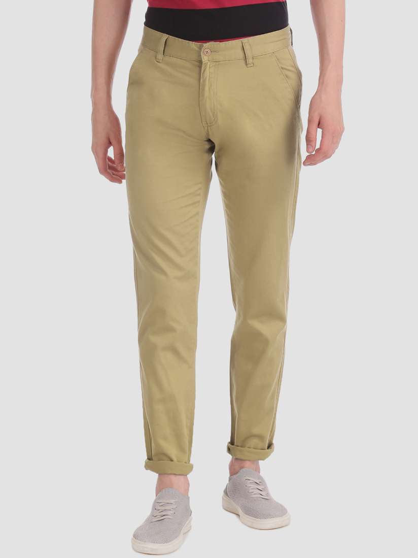 Buy Ruggers Men Khaki Regular Fit Solid Regular Trousers Trousers for Men 11851036 Myntra