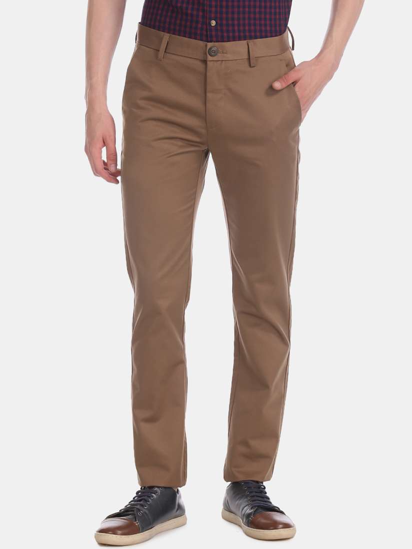 Buy Ruggers Men Brown Slim Fit Solid Regular Trousers Trousers for Men 11851106 Myntra
