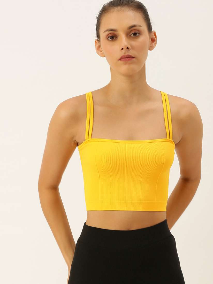 Buy FOREVER 21 Women Yellow Ribbed Fitted Crop Top Tops for Women 11859444 Myntra