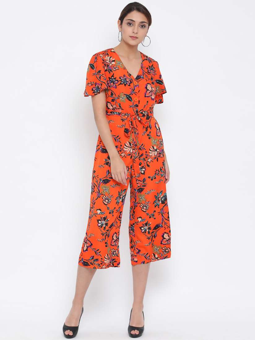 Buy Oxolloxo Women Orange Navy Blue Printed Culotte Jumpsuit Jumpsuit for Women 11860308 Myntra