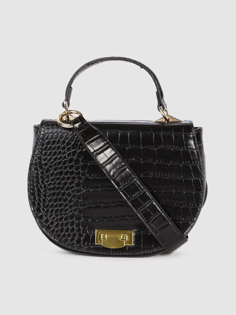 Buy FOREVER 21 Black Croc Textured Satchel Handbags for Women 11862520 Myntra