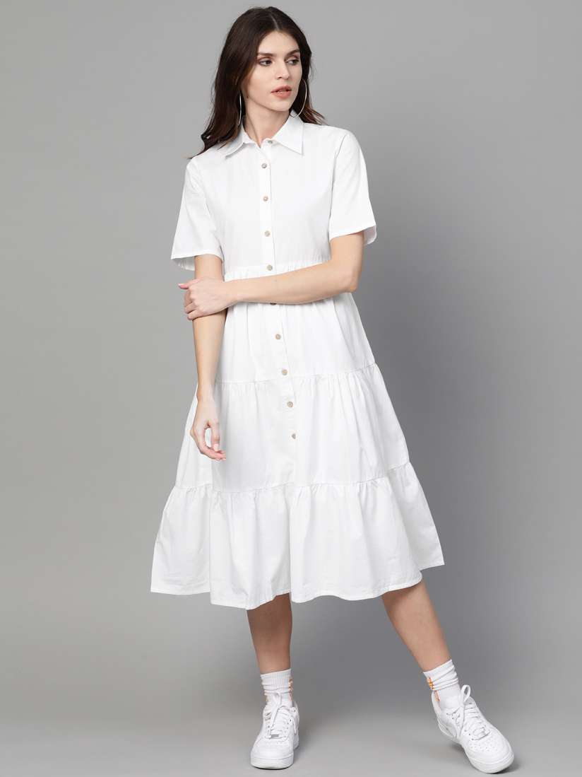 White cotton shirt dress womens cheap