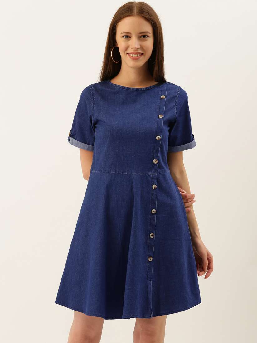 Denim one piece myntra new arrivals
