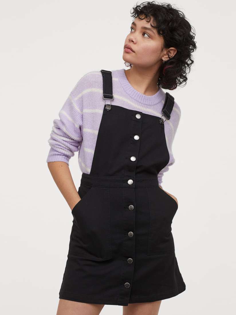 Buy H M Women Black Cotton Twill Dungaree Dress Dresses for Women 11872704 Myntra