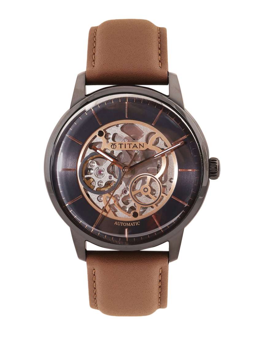 Buy Titan Men Skeleton Leather Analogue Automatic Watch 90110NL01 Black Watches for Men 11875566 Myntra