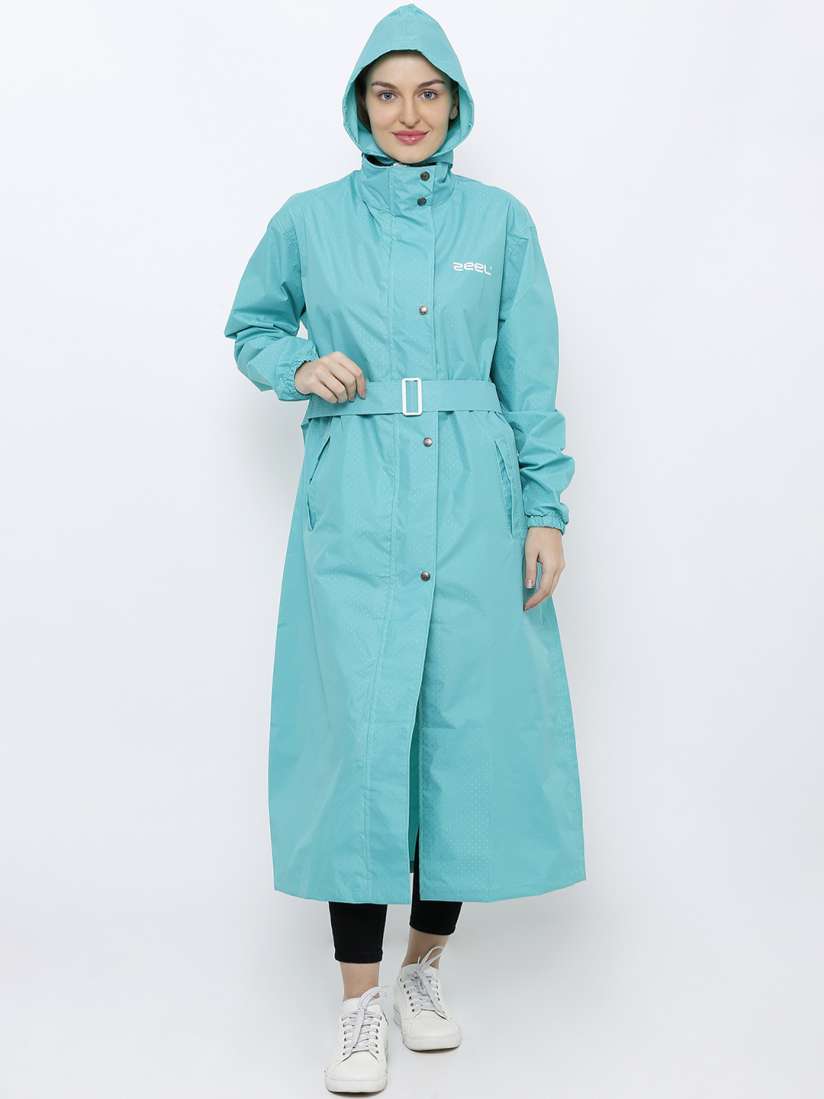 Buy Zeel Women Turquoise Blue Solid Taping Long Rain Coat Rain Jacket for Women 11878142 Myntra