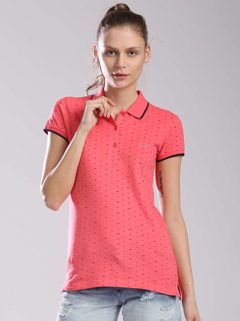 Buy Bossini Pink Printed Polo T shirt Tshirts for Women 1187872 Myntra