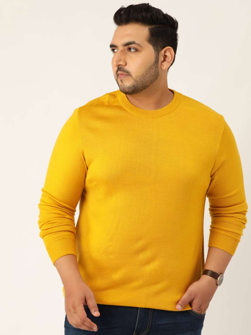 Buy Sztori Men Mustard Yellow Solid Acrylic Plus Size Sweater Sweaters for Men 11881104 Myntra